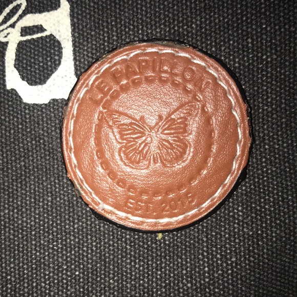 Le Papillon-Postcard vintage dark gray canvas/leather butterfly tote NWT LAST 1! - Picture 6 of 9